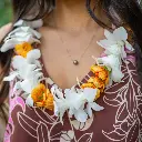 Single White Orchid & Lantern Ilima Mix Lei