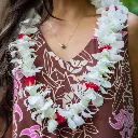 Single White Orchid & Rose Mix Lei