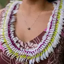 Butterfly Green Purple White Lei