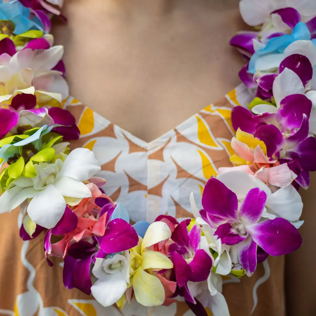 Double Colorful Orchid Lei
