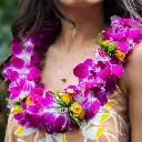 Double Purple Orchid & Rose Lei