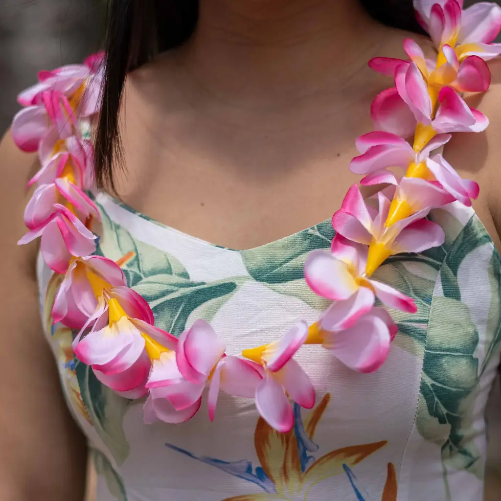 Everlasting Single Pink Plumeria Lei