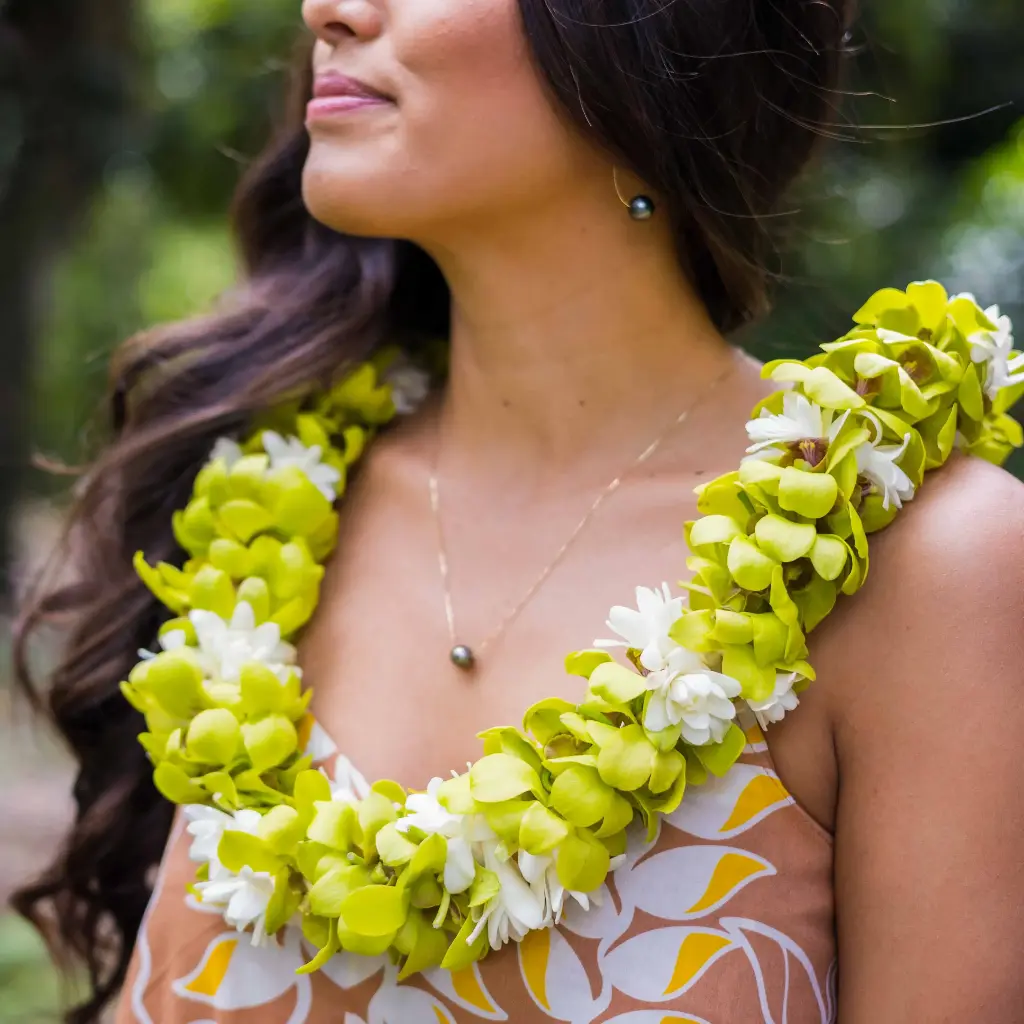 Double Green Orchid & Tuberose Lei