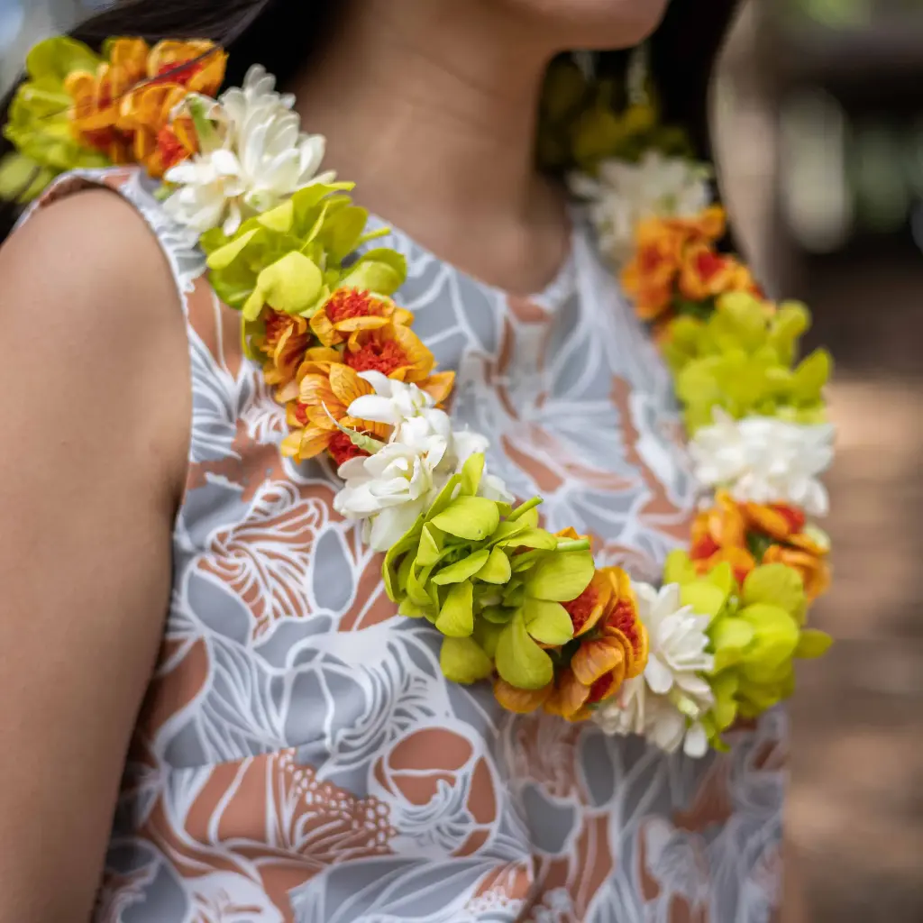 Double Green Orchid, Tuberose & Lantern Ilima Lei