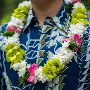 Double Green Orchid, Tuberose & Rose Lei