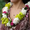 Double Green Orchid, Tuberose & Rose Lei