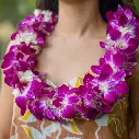 Double Purple Orchid & Tuberose Lei