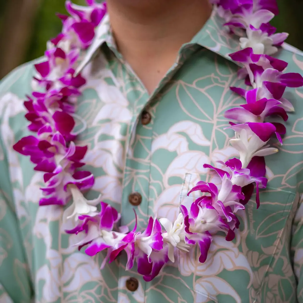 Single Purple Orchid & Tuberose Mix Lei