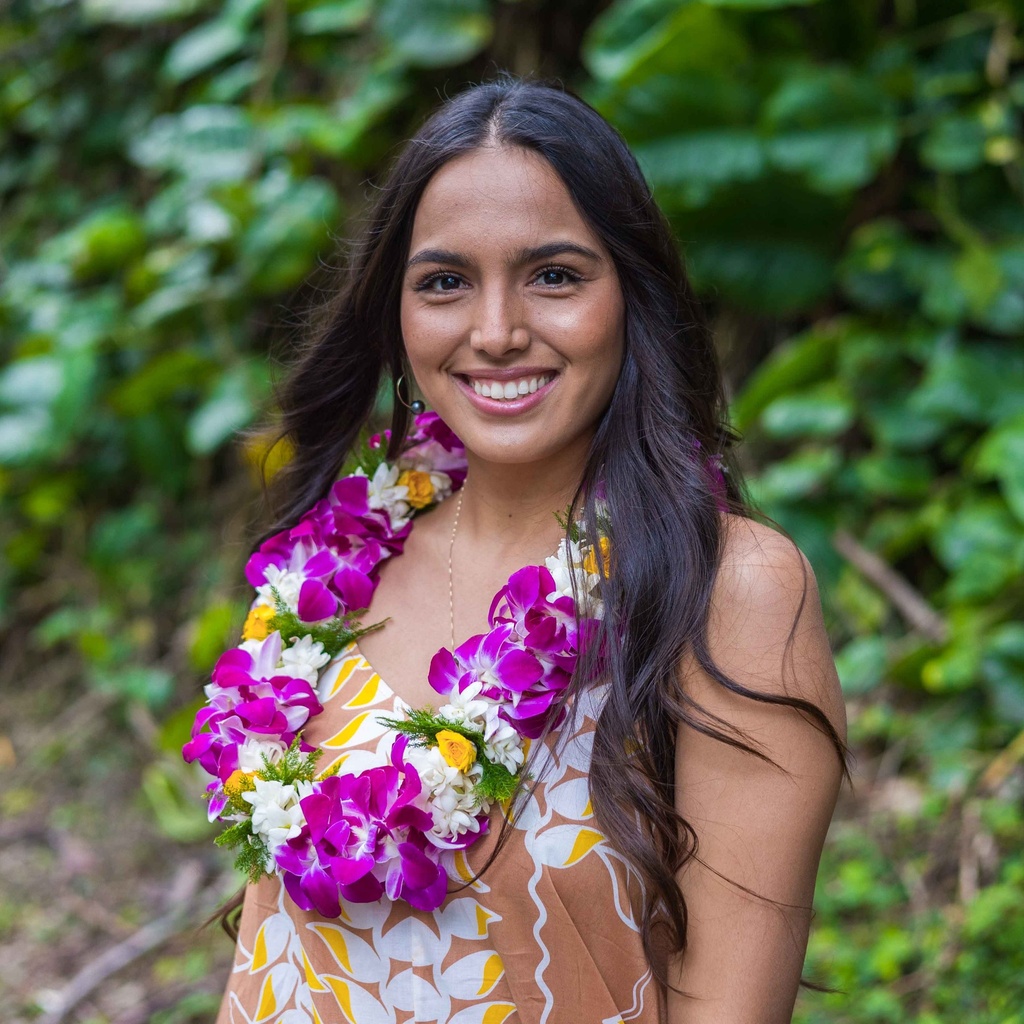 Double Purple Orchid, Tuberose & Rose Lei