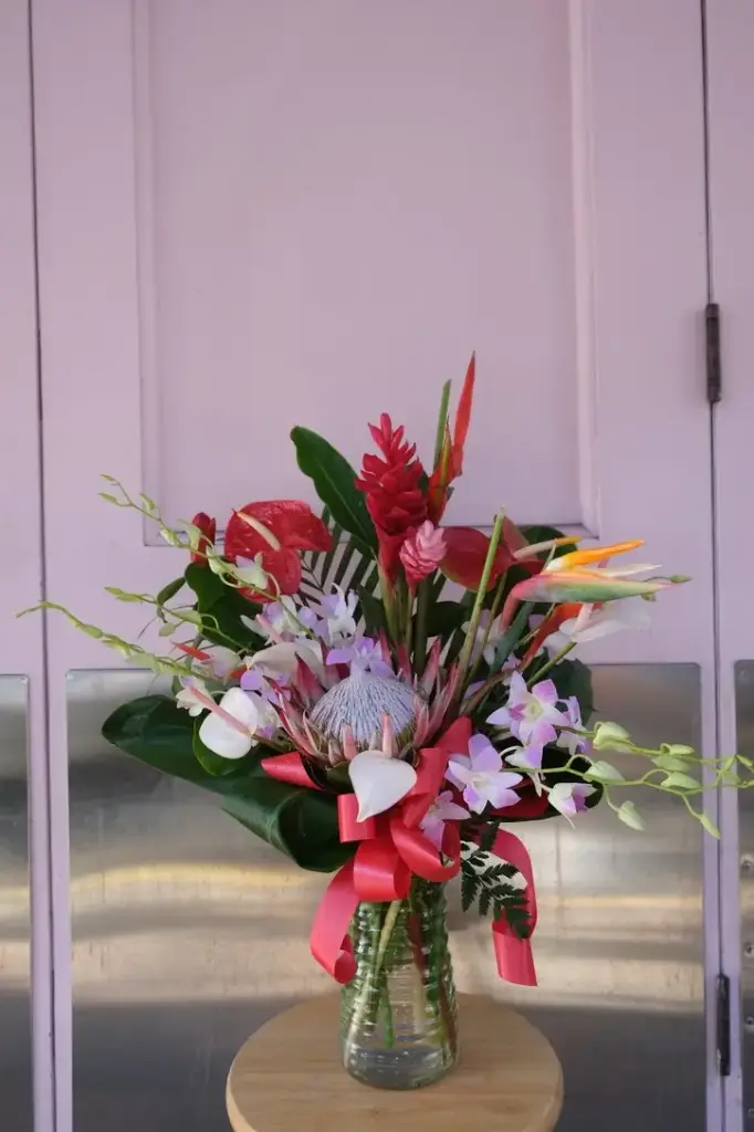 Tropical Flowers Vase Arrangement