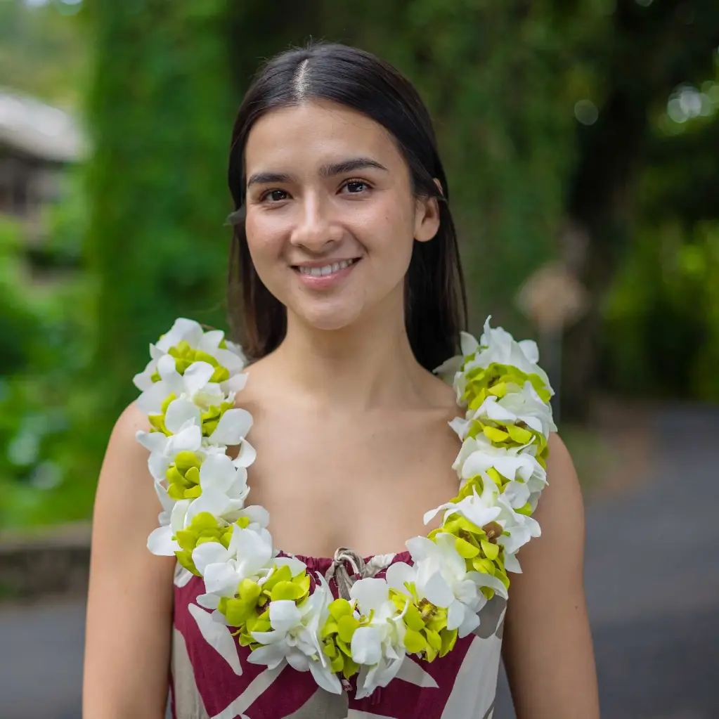 Double Green & White Orchid Lei