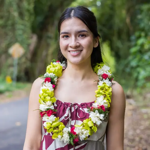 Double Green Orchid, Tuberose & Rose Lei