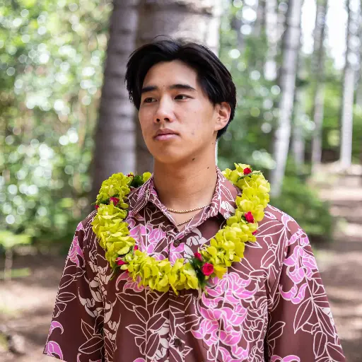 Double Green Orchid & Rose Lei