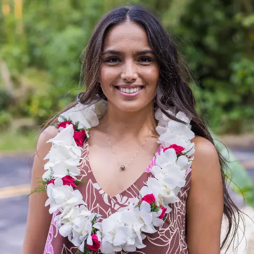 Double White Orchid & Rose Lei
